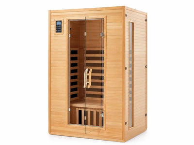 2 Person Infrared Sauna Built for Home Wellness, Canadian Hemlock Wood, 6 Low EMF Heating Plates, Bluetooth