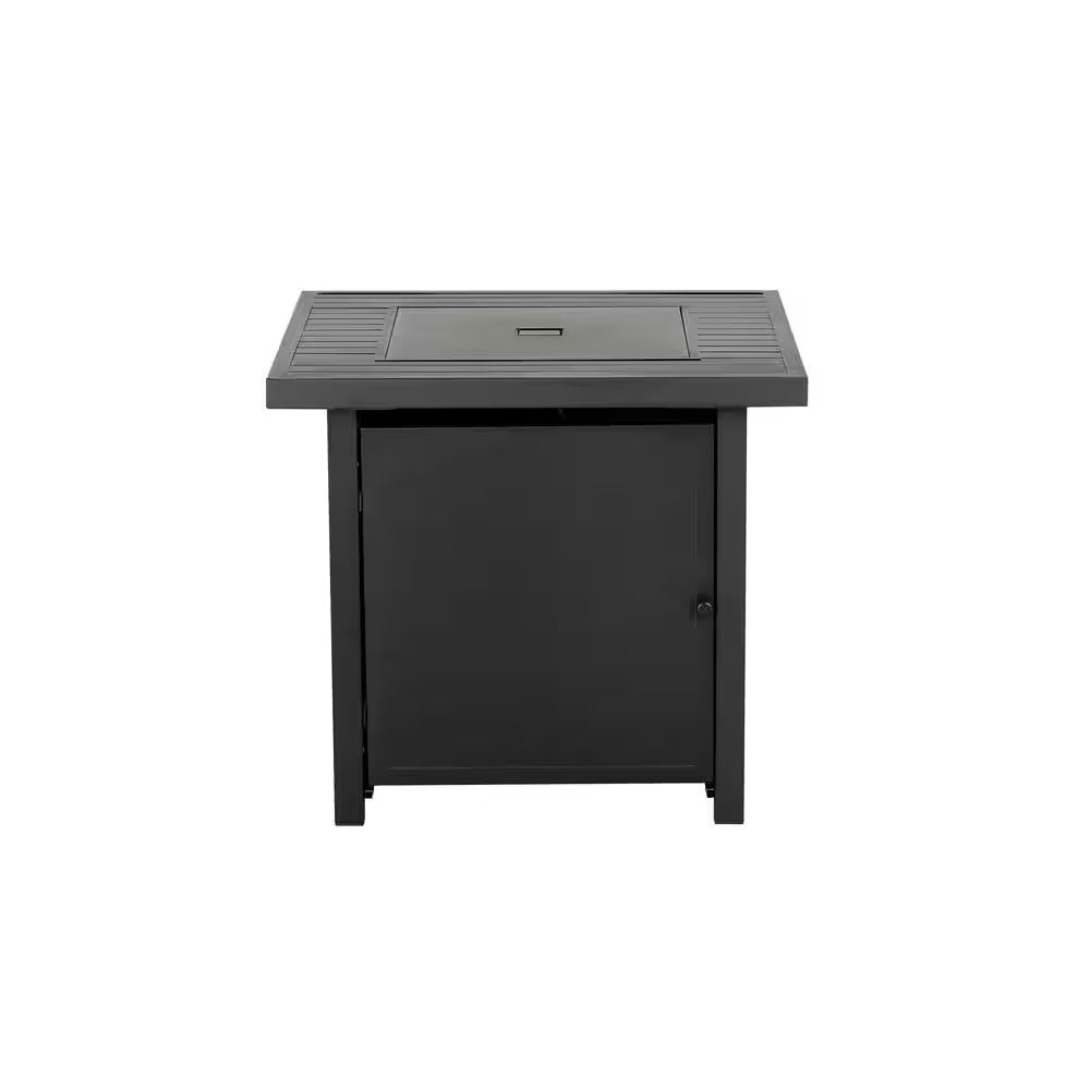 28 In. Outdoor Propane Fire Pit Slat Tabletop with Glass Stone
