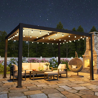 Pergola 10'X12' with Adjustable Roof & Thick Aluminum Frame for All Weather