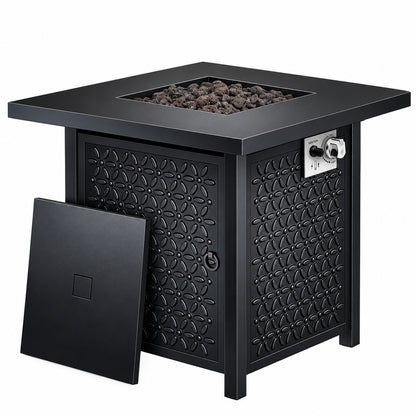 Propane Fire Pit, 28 Inch Fire Pit Table with Two Cup Holders, 50,000 BTU Steel Gas Fire Pit with Pulse Ignition System, Perfect for Patio, Garden & Backyard Gatherings, CIFPT11B, Black
