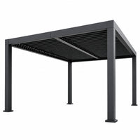 Louvered Pergola, Outdoor Pergola with Adjustable Louvered Roof, Reinforced Aluminum Frame, Integrated Drainage System, Hardtop Gazebo for Patio