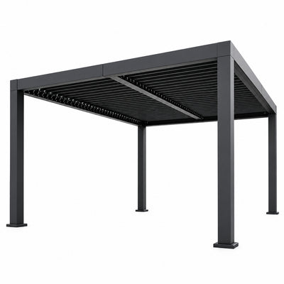 Outdoor Pergola Built for Weather Resistance, Adjustable Louvered Roof, Aluminum Frame, Integrated Drainage