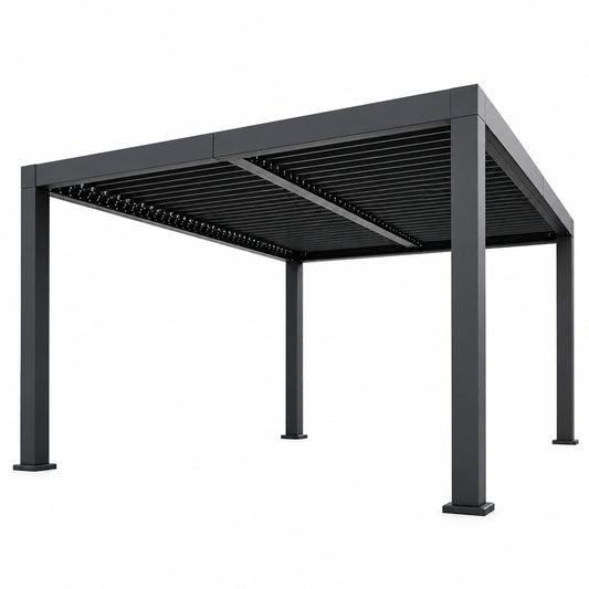 Louvered Pergola, Outdoor Pergola with Adjustable Louvered Roof, Reinforced Aluminum Frame, Integrated Drainage System, Hardtop Gazebo for Patio