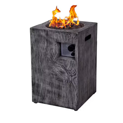 Propane Fire Pit Designed for Outdoor Warmth, 30000 BTU Column, Electronic Ignition, Wood-Look Surface