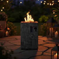 Propane Fire Pit Designed for Outdoor Warmth, 30000 BTU Column, Electronic Ignition, Wood-Look Surface