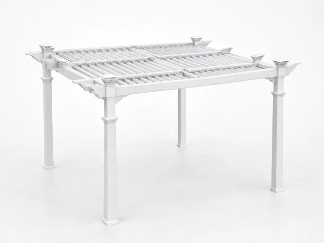 Vinyl Pergola Built for Maintenance-Free Outdoor Living, 12x12 Adjustable Louvers, Weather-Resistant, 20-Year Warranty — Studio Shot