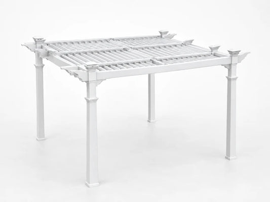 Vinyl Pergola Built for Maintenance-Free Outdoor Living, 12x12 Adjustable Louvers, Weather-Resistant, 20-Year Warranty — Studio Shot
