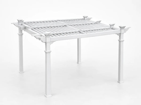 Vinyl Pergola Built for Maintenance-Free Outdoor Living, 12x12 Adjustable Louvers, Weather-Resistant, 20-Year Warranty — Studio Shot