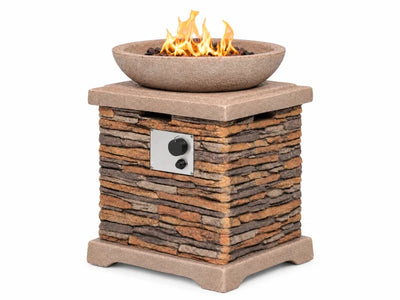 Propane Fire Pit Table Built for Outdoor Gatherings, 40,000 BTU Heat Output, Concrete Construction, CSA Certified
