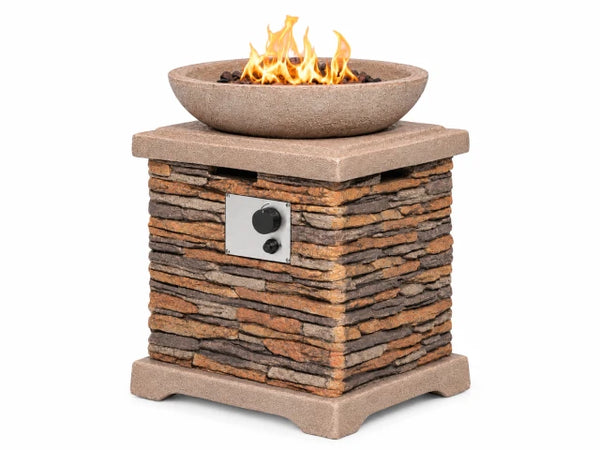 Propane Fire Pits for outside 40,000 BTU Gas Fire Pit Table 20-Inch Patio Square Smokeless Concrete Fire Table Lava Rocks and Rain Cover for Garden,Deck,Pool,Backyard, CSA Certified — Studio Shot