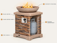 Propane Fire Pits for outside 40,000 BTU Gas Fire Pit Table 20-Inch Patio Square Smokeless Concrete Fire Table Lava Rocks and Rain Cover for Garden,Deck,Pool,Backyard, CSA Certified — How It Works
