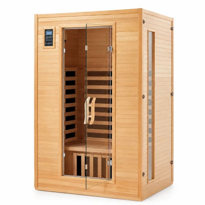 2 Person Infrared Sauna Built for Home Wellness, Canadian Hemlock Wood, 6 Low EMF Heating Plates, Bluetooth