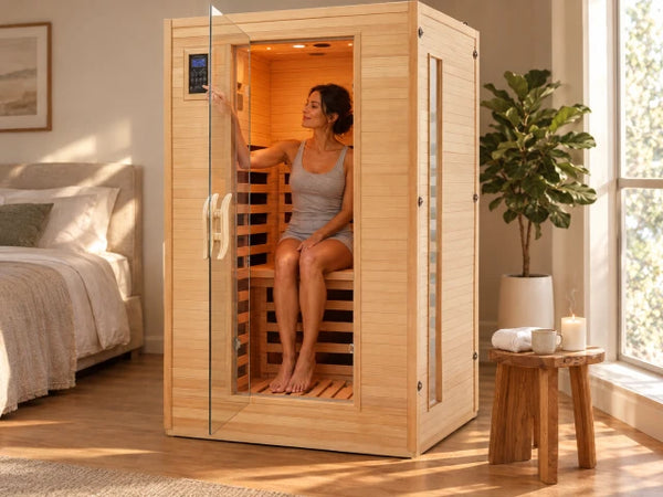 2 Person Infrared Sauna Built for Home Wellness, Canadian Hemlock Wood, 6 Low EMF Heating Plates, Bluetooth