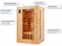 2024 Upgrade 2 Person Sauna, Low EMF 6 Heating Plate Infrared Physical Therapy Wooden Dry Steam Sauna with MP3 Auxiliary Connection, Dual Controls, Iron Shirt Wall Plate, Home Spa Day Use, Gift — How It Works